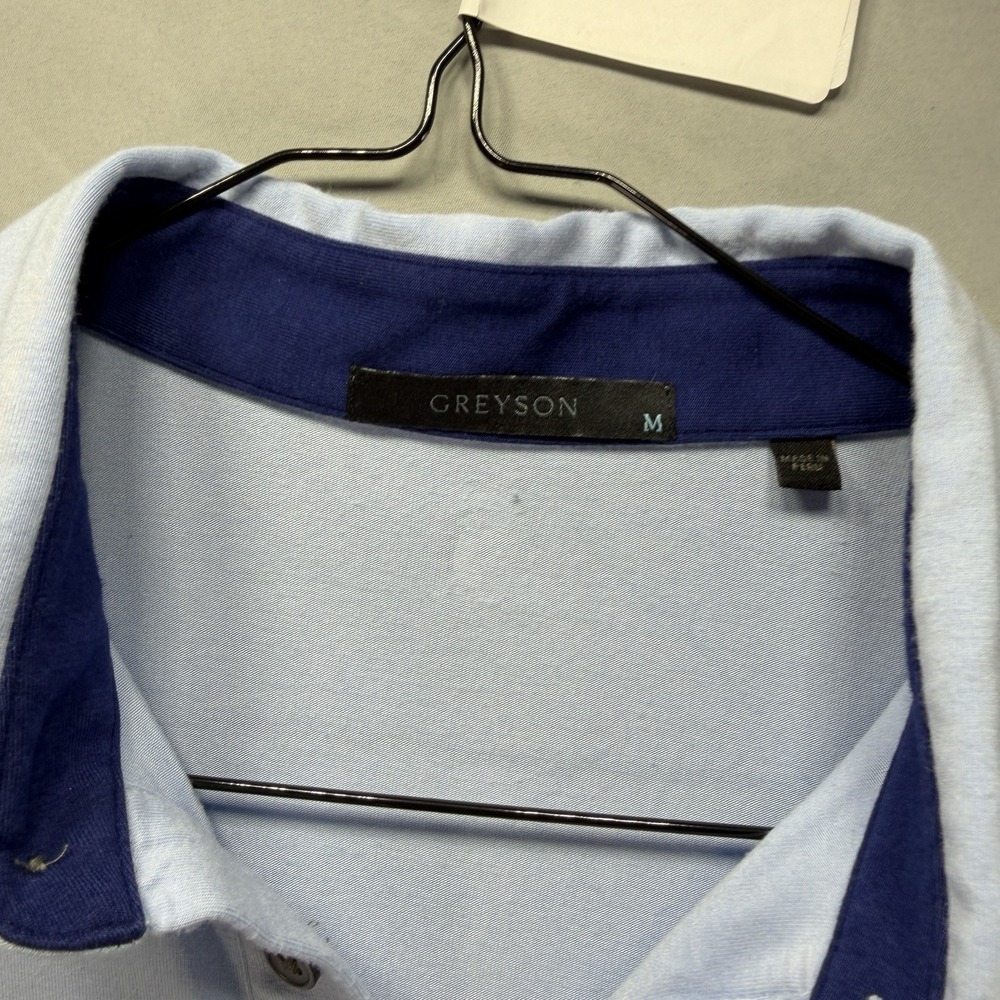 Greyson Polo Shirt Mens Medium Blue Stripe Performance Golf Top Solid Stretch - Picture 5 of 9